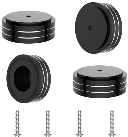 Brollitest 4 piedini in alluminio da 58 mm x 22 mm, ammortizzatori di vibrazioni di alta qualità, piedini ammortizzatori HiFi con 4 viti e anelli antiscivolo (nero)