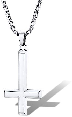 Supcare Herrenkette Jesus Kreuz Ketten Halskette Orthodoxes Kreuz Anhänger Silberkette Upside Down Umkehrung Eisernes Kreuzkette umgekehrt Invertiert Kreuz Kette Petruskreuz Anhänger Schmuck für Opa
