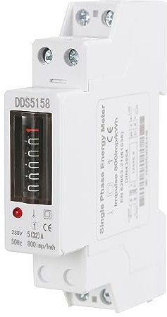 DEWIN Contatore KWh,5-32A 220V Contatore Energia Elettrica Monofase Misuratore di Energia Conta Scatti per Corrente 220V su Guida DIN