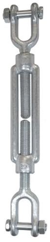Bricoloco Tensor de acero cincado horquilla-horquilla Cincado FE 430 B para cables y similares. Monta dos horquillas (M16, 1)