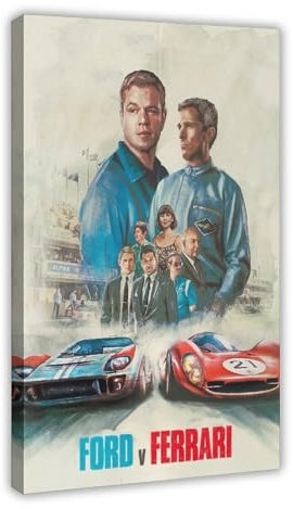 SPERKY Le Mans 66 – Filmposter auf Leinwand, Poster, Wandkunst, Dekor, Bild, Gemälde für Wohnzimmer, Schlafzimmer, Dekoration, Rahmenstil, 50 x 75 cm