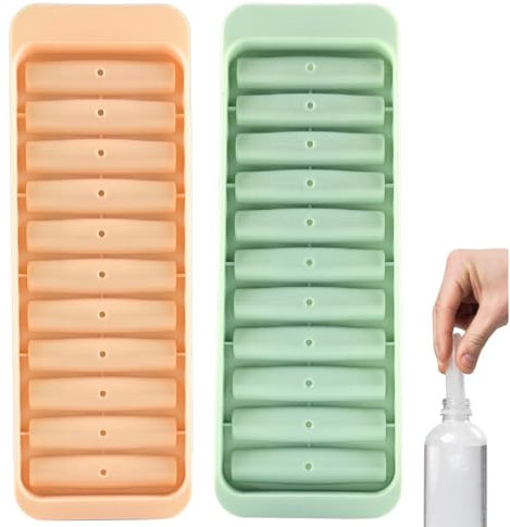 PTaizjjz 2 Stück Flaschen-Eiswürfelformen, dünne Eiswürfelform, 11 Mulden, lange Eiswürfelform, wiederverwendbare Eiswürfelformen für Sport- und Wasserflaschen, Cocktail
