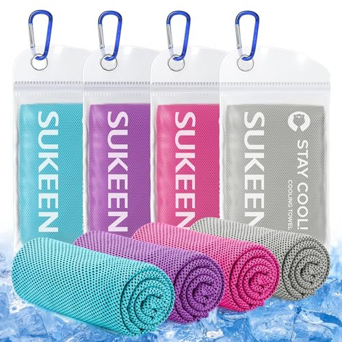 Sukeen Fitness Handtuch Kühlendes Handtuch 4 Stück(101.6x30.5 cm),Kühlhandtuch Kühltuch Cool Towel EIS-Handtuch Gym Handtuch Golf Handtuch Yoga Handtuch Sporthandtuch KüHlendes Camping Kühltuch Hals