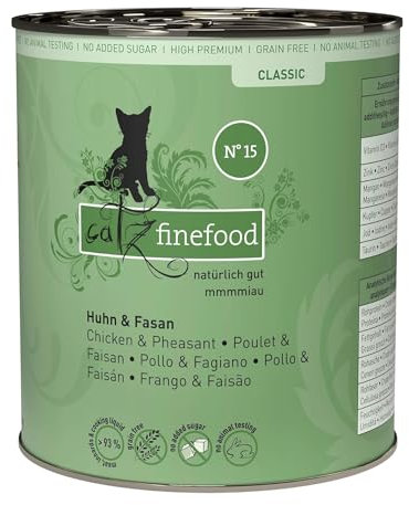 catz finefood Classic N° 15 Huhn & Fasan Katzenfutter nass - Gourmet Nassfutter für Ihre Katze ohne Zucker & Getreide, glutenfrei - mit hohem Fleischanteil, Made in Germany (6 x 800g Dosen)