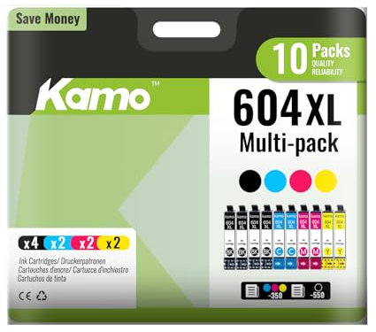 kamo 604XL (10er-Pack) Multipack Druckerpatronen Kompatibel mit Epson 604 604 XL - für Expression Home XP-2200 XP-2205 XP-3200 XP-3205 XP-4200 XP-4205, Workforce WF-2910 WF-2930 WF-2950 WF-2935