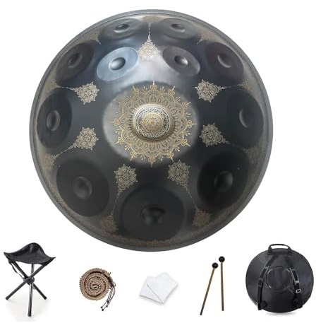 WOLWES Handpan Drum 9/10/12 Noten 432 Hz/440 Hz 22 Zoll d-Moll für Klangheilung persönliche Meditation Yoga Professionelle Schlaginstrumente (Size: 12 Notes(432HZ))