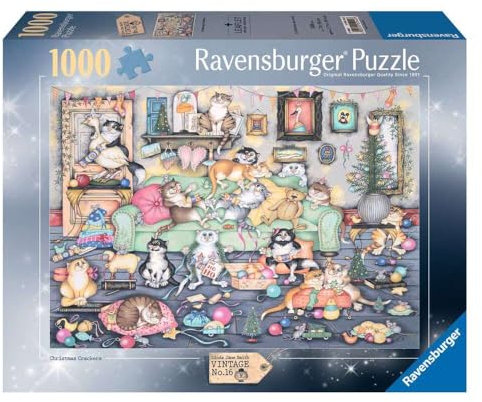 Ravensburger Crazy Cats Vintage No.16 - Rompecabezas de Navidad (1000 piezas, para adultos y niños a partir de 12 años)