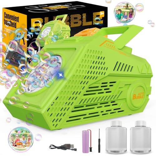 Bombble Automatic Bubble Machine, Professional Bubble Machine, 8000+ Bubbles per Minute/with Batteries,Bubble Maker Toys with Lights Suitable for Boys and Girls Outdoor Party Wedding Birthday