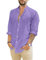 TARAINYA Camicia Lino Uomo Cotone Manica Lunga Estiva Casual con Tasche Regular Fit Viola 3XL
