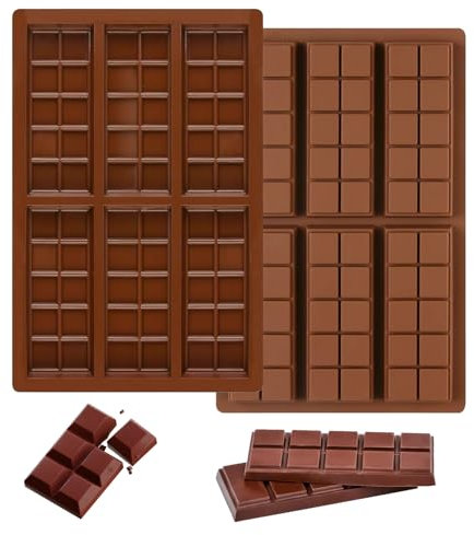 Yqhugbc 2 Pièces Moule à Chocolat en Silicone, Moule Tablette Chocolat Dubai de 6 Cavités, pour Chocolats Maison, Pralines, Bonbon, Gaufres