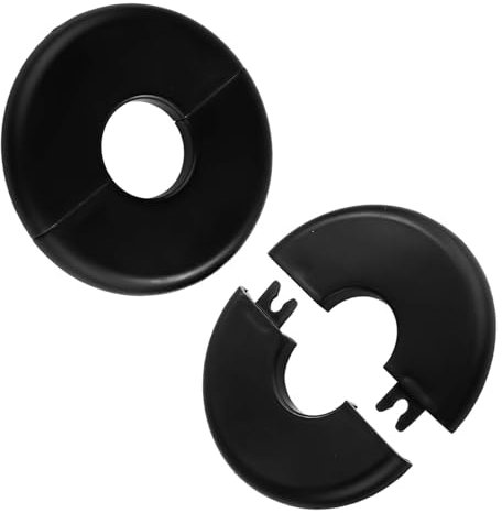 2stk Wandflansche, 51mm Selbstklebende Rosettenabdeckung Sanitär-Abdeckplatten im Schnallendesign ABS-Wasserhahnrosette Runde Sanitärrohrabdeckung für Toilette Küche (Schwarz)