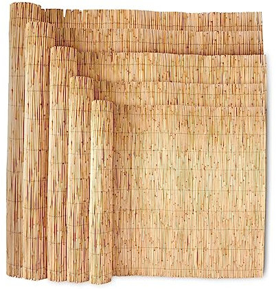 Wadan Natural Split Reed Fence Hand-Woven Reed Screening for Garden Natural Window Roller Blind Outdoor Bamboo Shades for Garden Patio Gallery Balcony Decorative Fences (1m x 3m)