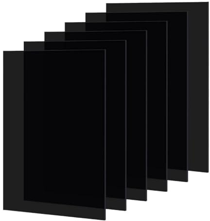 PH PandaHall Lot de 6 feuilles acryliques noires translucides colorées en acrylique moulé pour couper des panneaux de gravure, projets de bricolage, 18 x 12 cm, 3 mm d'épaisseur