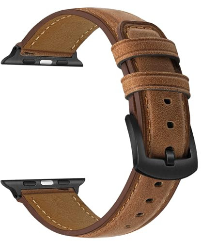 TRUMiRR Pulsera Reemplazo para Apple Watch Series 10 46mm, Brazalete ancho de piel Brazalete con hebilla de acero inoxidable para Ultra 2 / Ultra/SE/Series 9 8 7 6 5 4 49mm 45mm 44mm