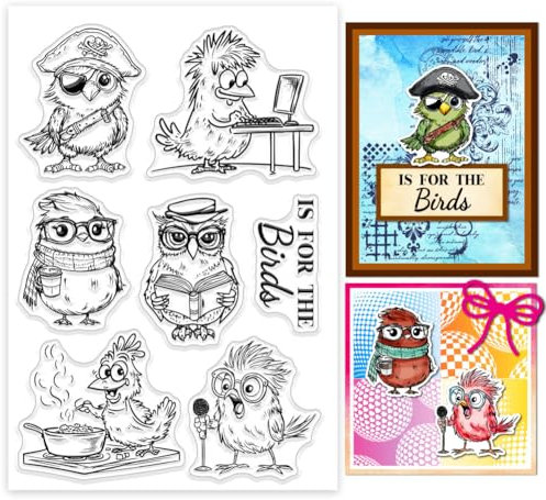GLOBLELAND Klare Stempel Mit Vogelmotiv Für Scrapbooking Cartoon Vogel Silikonstempel Tiermotiv Transparenter Stempel Für Die Kartengestaltung DIY Prägung Journaling