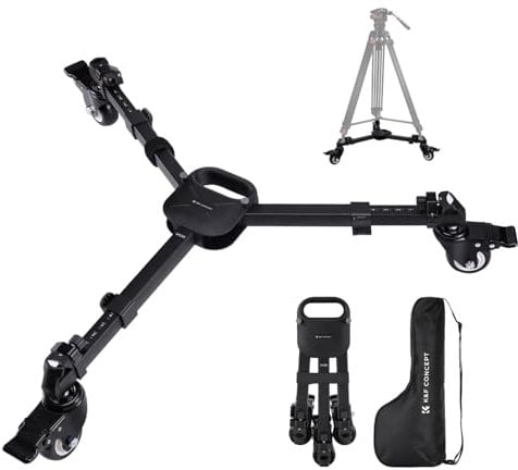 K&F Concept Heavy Duty Tripod Dolly, Universal Fotografie Stativ Wagen für Stative Lichtstative,Hochleistung mit 3-Zoll Gummirädern und Quick Release Design, 20kg Tragfähigkeit