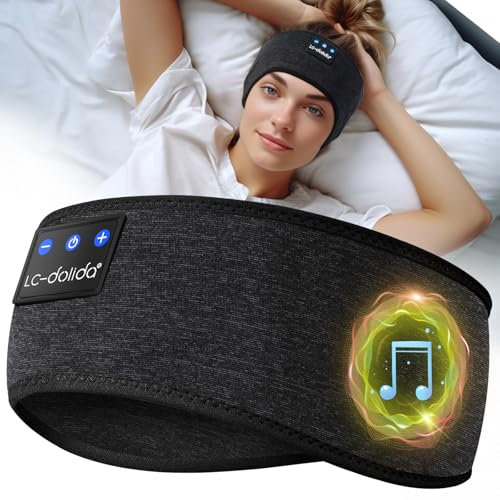 LC-dolida Sleep Headphones Bluetooth V5.4 Headphones Headband,16 Hrs Playtime Ultra-Soft Music Sleeping headphone for Men/Women/Teen/Boy/Girl,Sleep Headband with Microphone,Birthday Gifts for Her Him