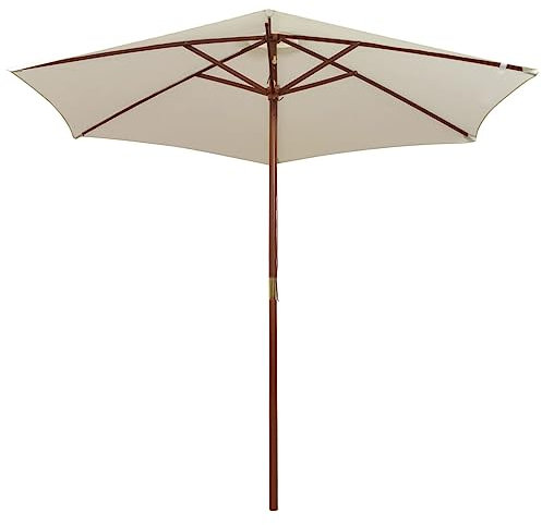 Generico Ombrellone 270x270 cm Palo in Legno Crema,kangqiling42962