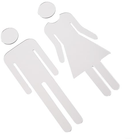 Set di cartelli acrilici da bagno per uomini e donne, adatti per varie posizioni (argento)