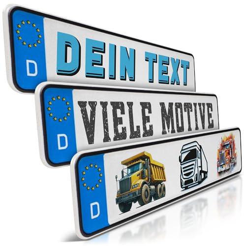 schildEVO 1 Mini Kfz-Kennzeichen | LKW Namensschild | Truck | Trucker | Wunschtext zum Geburtstag | Aluminium | Fun-Kennzeichen für Kinderauto | Kettcar | Tretauto | Gokart