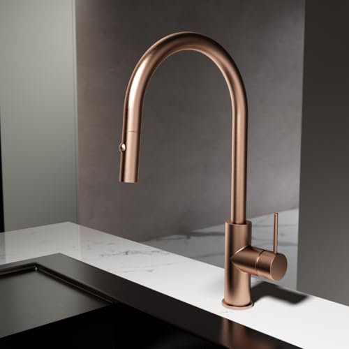DILECI - Robinet de Cuisine Finition Cuivré – Mitigeur Design Moderne et Élégant – Couleur Cuivre, Résistant à la Corrosion et Facile à Nettoyer – Idéal pour Cuisine style Contemporain et industriel