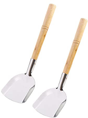 Cabilock Lot De 2 Spatules Et Louches En Fer Avec Manche En Bois Pour Wok