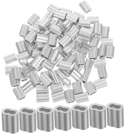 SMASOLO 100pcs Double Hole Aluminum Crimping Sleeves Wire Rope Cable Clips with Easy Installation for Lifting Securing and Connecting Wire Rope Clips Assortment