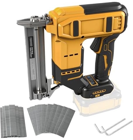 18GA Cordless Brad Nailer Compatible with Dewalt 20V MAX Battery, Brushless Narrow Crown Stapler with 1000 Nails and 1000 Staples for Home Improvement, DIY and Woodworking