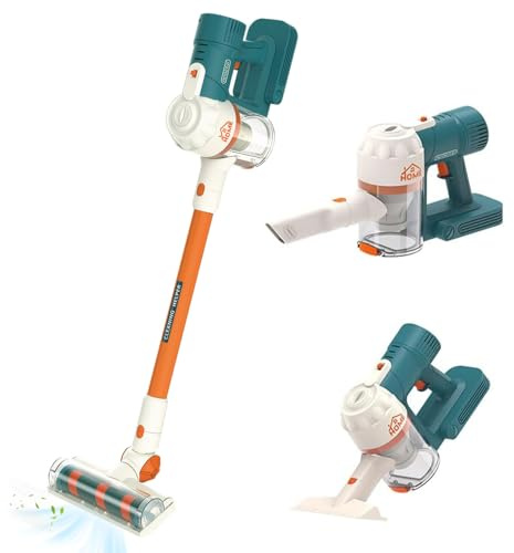 Vacuum Toy, Kids Vacuum Cordless Wall Hanging Toddler Cleaner Battery Realistic Working Powered Interactive Parent-Child Bonding Toddler Cleaning Set Gift, Not Included Battery