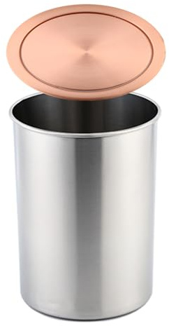 SdaryWare Couvercle de Poubelle de comptoir en Acier Inoxydable, Poubelle encastrée, Couvercle de Poubelle Rond intégré, goulotte à déchets pour Bureau, Cuisine, Maison,Rose Gold-One Size