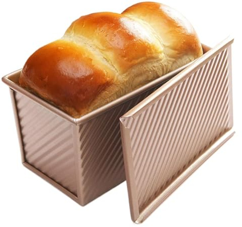 SparklWLeaf Long Loaf Pan with Lid Non-Stick Bread Toast Mold Heavy Duty for Homemade Bread, Cakes(Gold 1pcs)