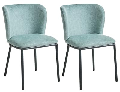 Beliani Esszimmerstuhl 2er Set Stoff mintgrün mit schwarzen Metallbeinen modern Artesia