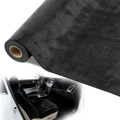 mawmuaw Self Adhesive Suede Fabric Black Velvet Fabric 200x40 cm Self Adhesive Faux Suede Felt High Density Stretch Film for Car Cockpit Interior Dashboard Wrap DIY Furniture Sofas Jewelry Drawer
