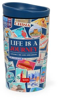 LEGAMI - Thermobecher Hot&Cold Vacuum Tumbler, Travel Stickers, luftdichter Verschluss, aus Edelstahl, Fassungsvermögen 275 ml, für alle Arten von Getränken