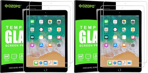 GOZOPO Protection D'écran pour iPad 9,7(2018/2017) 6e/5e Génération/iPad Air/Air 2 / iPad Pro 9.7 - Verre Trempé Anti-Rayures, dureté 9H (Lot de 4)