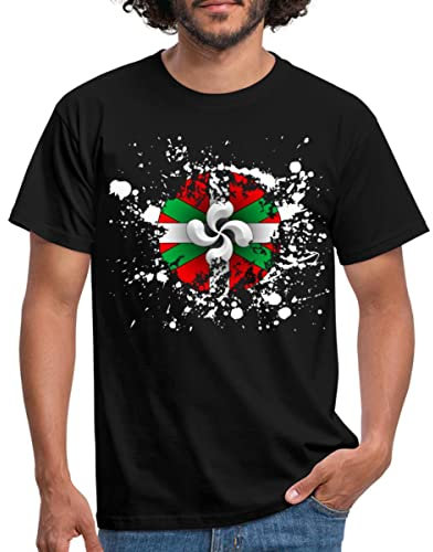 Spreadshirt Drapeau Et Croix Basque Tâches T-Shirt Homme, M, Noir