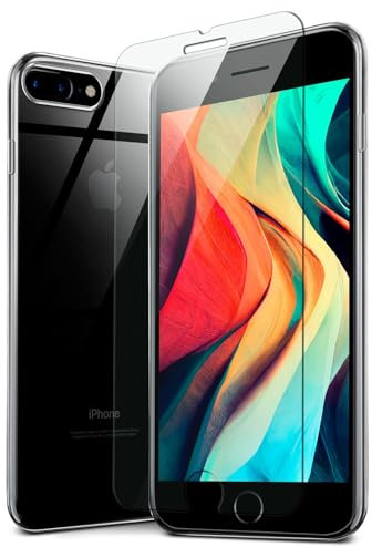 MoEx Funda de Silicona Compatible con iPhone 7 Plus/iPhone 8 Plus [360 Grados] Protector de Pantalla de Cristal con Tapa Trasera Transparente Compatible con iPhone-7Plus / 8 Plus