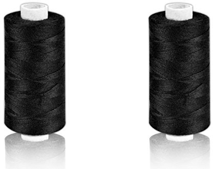 Helmecke & Hoffmann * 2 x Schwarze Nähgarn-Spulen 500 m Faden | Polyester-Nähmaschinengarn auf umweltfreundlicher Papp-Rolle