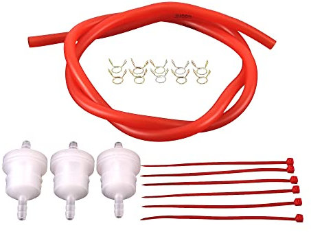 GOOFIT Filtro de Combustible Tubo de Gasolina Moto 8mm para Universal Pit Bike Scooter Ciclomotor ATV Cafe Racer Go Kart Rojo