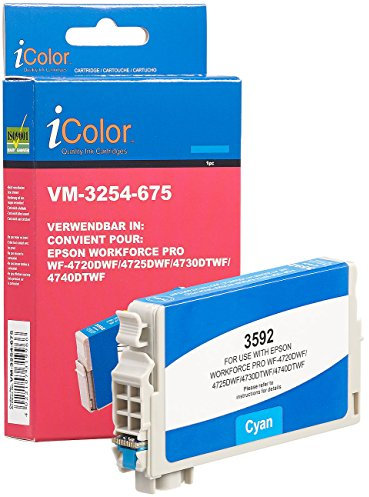 iColor Tinten Kartuschen: Tinten-Patrone T3592 / 35XL für Kompatibel mit epson-Drucker, Cyan (blau) (Workforce Pro Wf 4720dwf, Kompatibel mit epson, drucken)