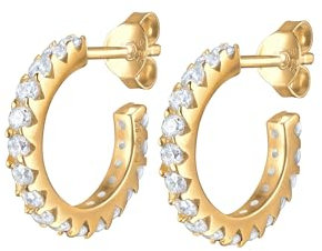 Elli - Clous et Puces Boutons d'Oreilles Femme - Plaqué or Zircon - 303840618