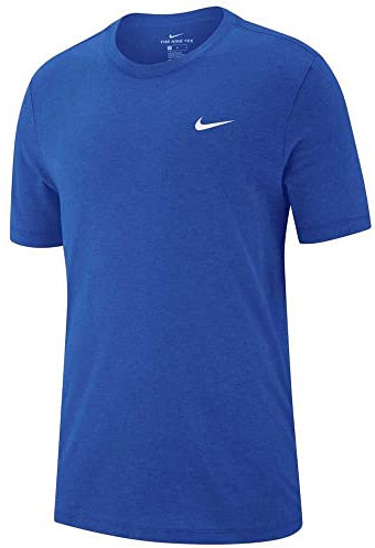NIKE Men Dri-Fit Solid Crew T-Shirt - Game Royal/White, M