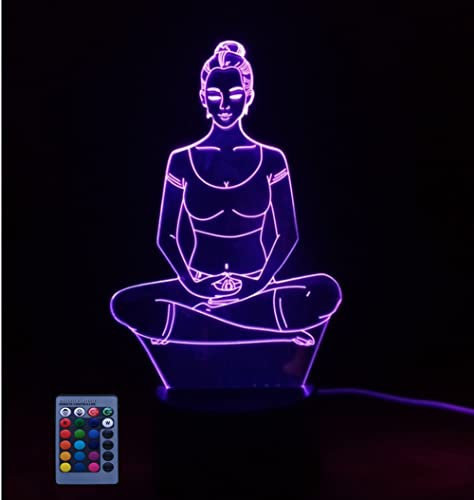 Optical Illusions 3D Yoga Nacht Licht LED Lampen Fernbedienung Tolle 7/16 Farbwechsel Berühren Tabelle Schreibtisch USB-Kabel für Kinder Schlafzimmer Geburtstagsgeschenke Geschenk