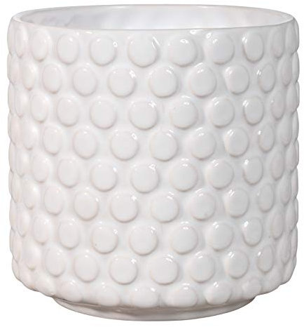Bloomingville Blumentopf Dot Retro Übertopf Vintage Pflanztopf für Zimmerplanzen S (12,5 cm ø) Öffnung: 11 cm ø, weiß, Keramik