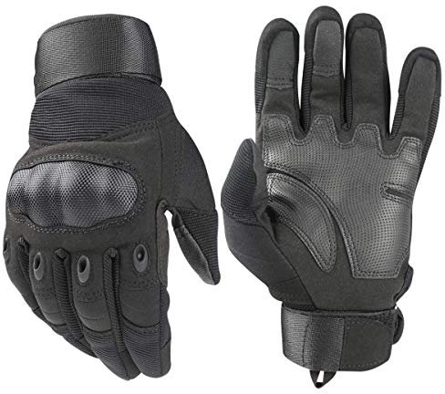 Avril Tian Gelenk Schutzhandschuhe, Gummi, Harte Knöchel, Outdoor, volle Finger, Touchscreen-Handschuhe für Herren, Radfahren, Motorrad, Jagd, Schießen, Wandern, Camping, Schwarz, M
