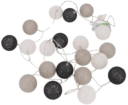 Stoff Ball Batterielichterkette 3xAA LED Kugel Lichterkette, antrazit/grau | Schöne Lichterkette mit 20 Stoffbällen, Durchmesser ca. 6 cm, langlebige LEDs, energiesparend.