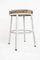 Taburete Bajo Metal y Madera TOM Blanco Vintage Sam, Asiento de Madera, 49x35cm. Incluye Imán Personalizable de Regalo.