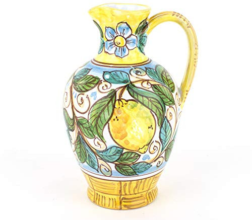 Huilier en céramique décorée à la main, huile sicilienne, céramique Caltagirone Made in Italy (Limoni)