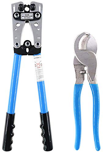 Glarks 2 pinze crimpatrici per cavi in CU / Al terminale a cricchetto con tagliacavi per cavi da 10, 8, 6, 4, 2, 1/0 AWG, taglio e crimpatura