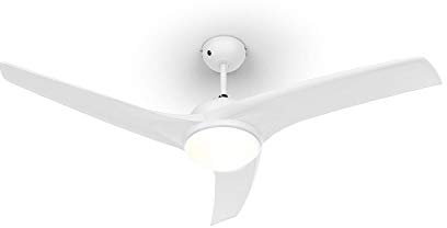 KLARSTEIN Figo - ventilador de techo, 2 en 1: ventilador de techo, 52 (132 cm) de diámetro, 3 aspas, caudal de 10.039 m³/h, 2 sentidos de giro, 3 velocidades, silencioso, Blanco